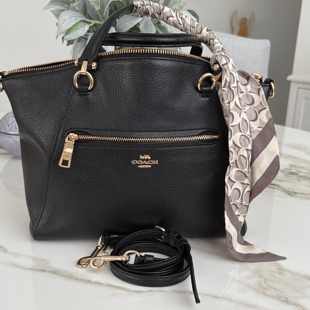 Coach Black Leather Satchel with Gold Hardware